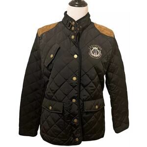 LEXINGTON CLOTHING CO Quilted Jacket •Women XL• Polo Chore Black Logo Barn Coat
